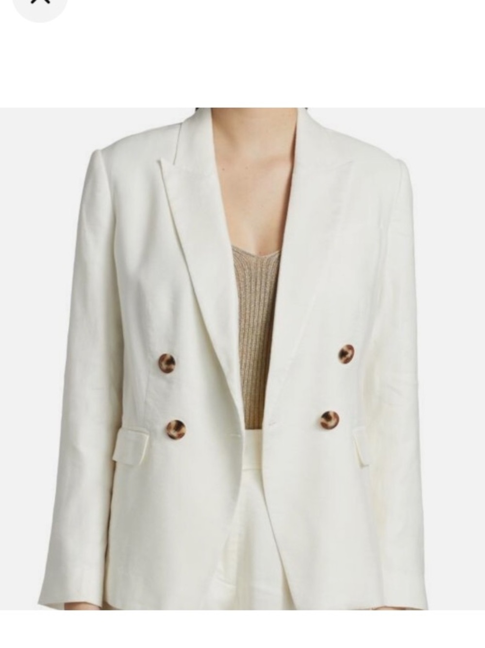 Elie Tahari Soft White Double-Breasted Blazer with Tortoiseshell Buttons NWT 12